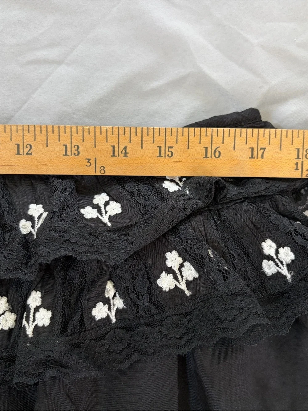 Free People Black Strapless Ruffle Crop Top with White Tie